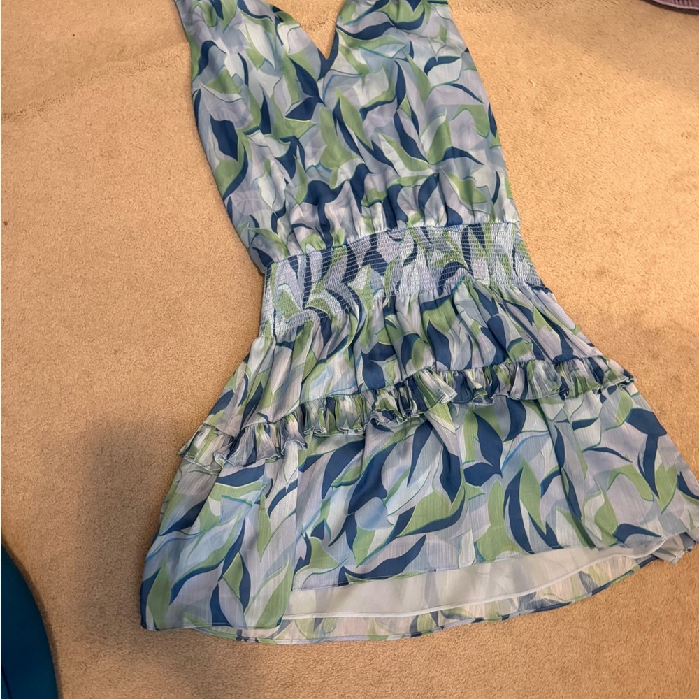 Ramy Brook Blue Ruffled Tiered One Shoulder Sundress